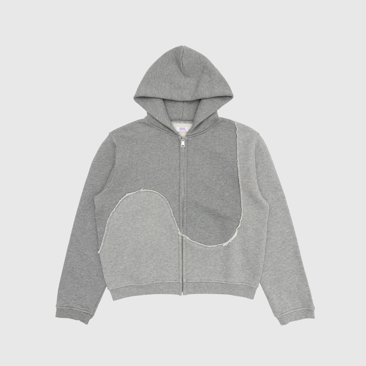 GREY SWIRL ZIPPED KNIT HOODIE