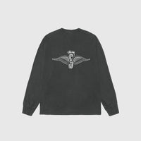 SKULL WINGS PIG. DYED L/S T-SHIRT