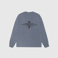 SKULL WINGS PIG. DYED L/S T-SHIRT