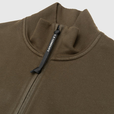 BRUSHED AND EMERIZED DIAGONAL FLEECE HALF ZIP SWEATSHIRT