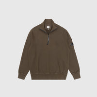 BRUSHED AND EMERIZED DIAGONAL FLEECE HALF ZIP SWEATSHIRT