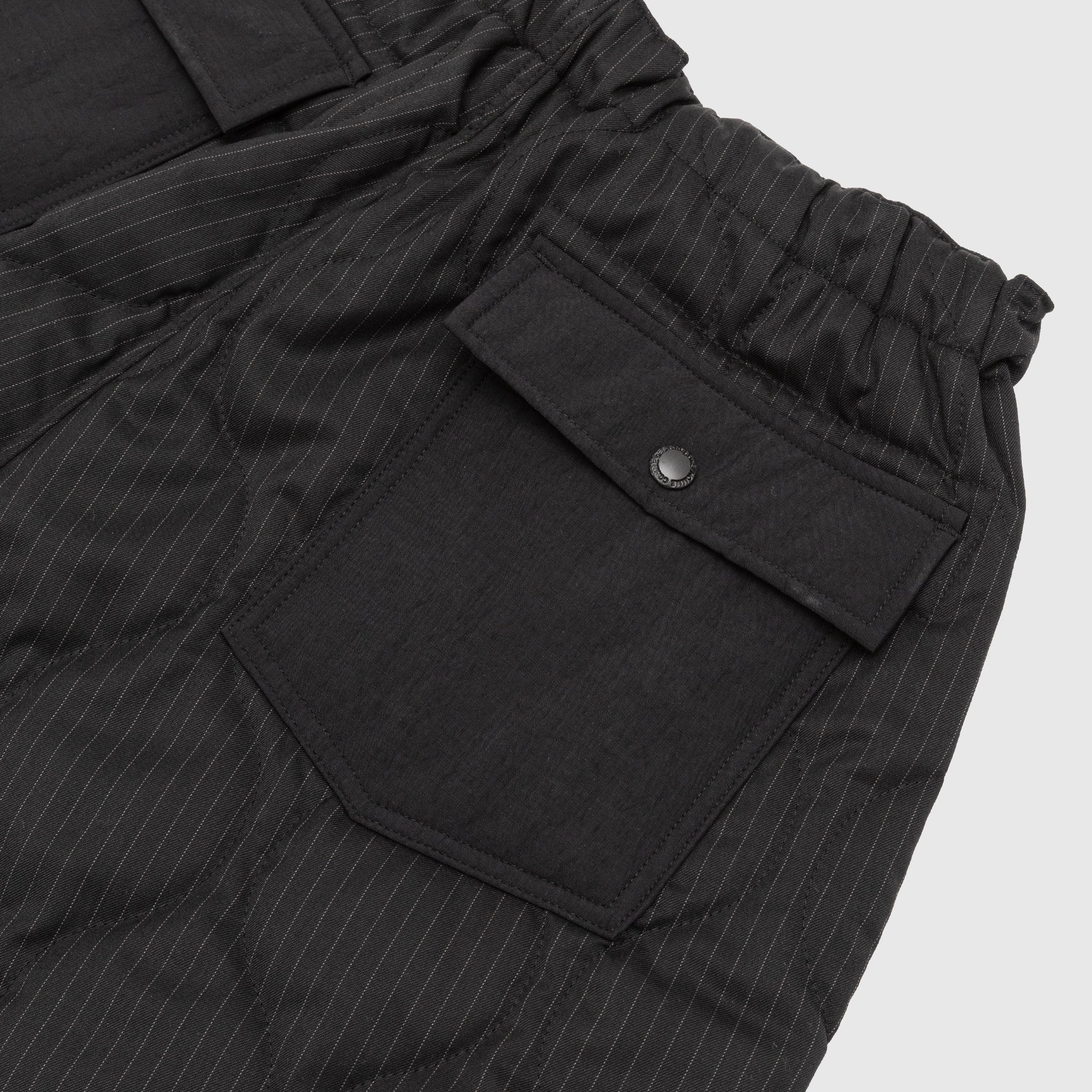 QUILTED POLYESTER WOOL STRIPE PANTS
