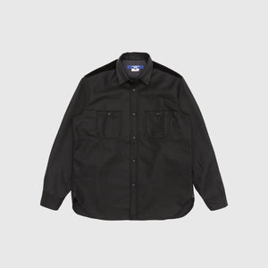 POLYESTER WOOL CHECK OX FORD SHIRT