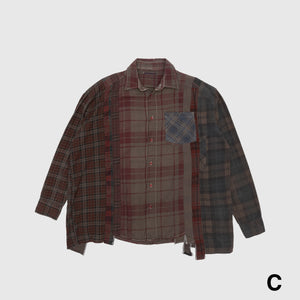 REBUILD BY NEEDLES 7 CUTS OVER DYE WIDE FLANNEL SHIRT