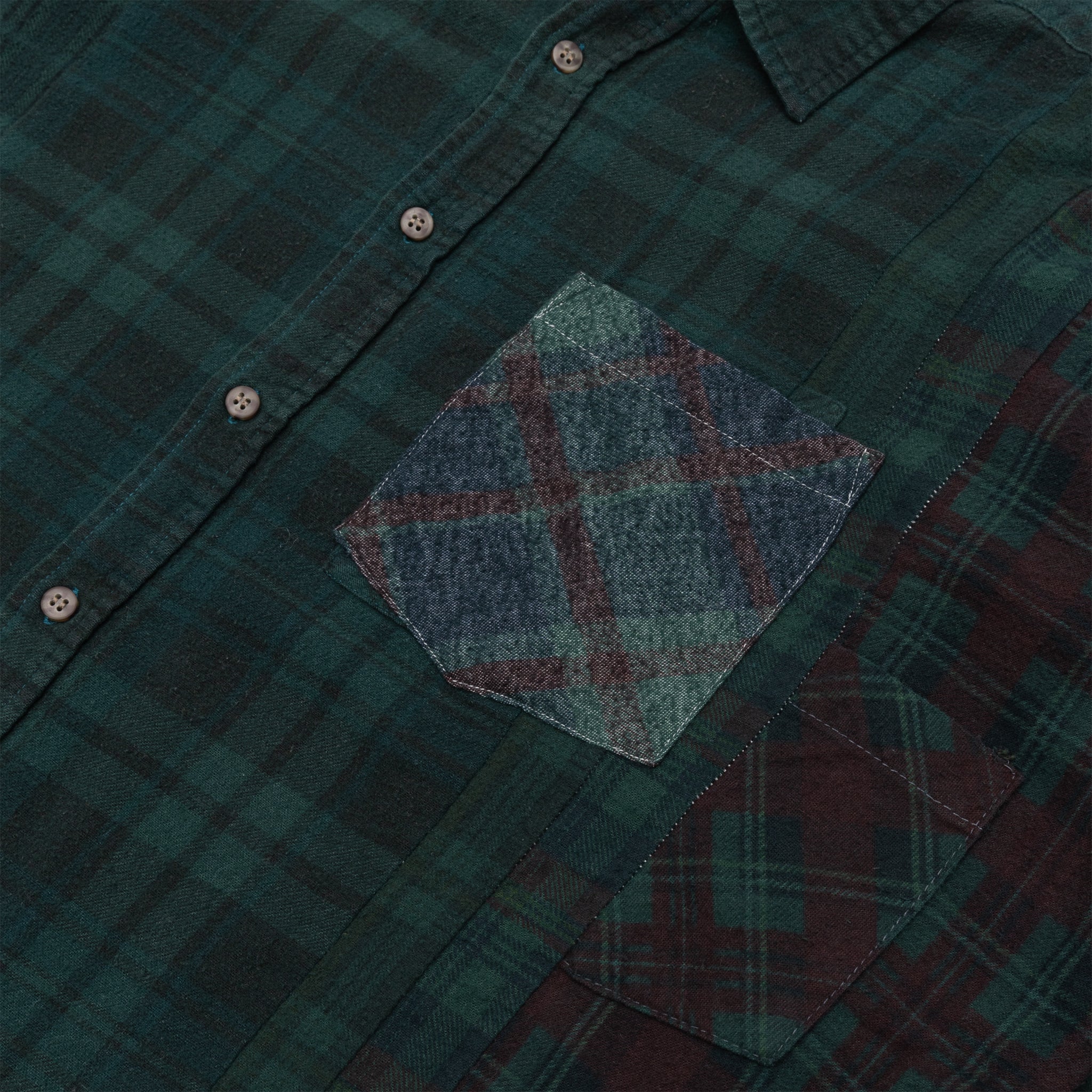 REBUILD BY NEEDLES 7 CUTS OVER DYE WIDE FLANNEL SHIRT