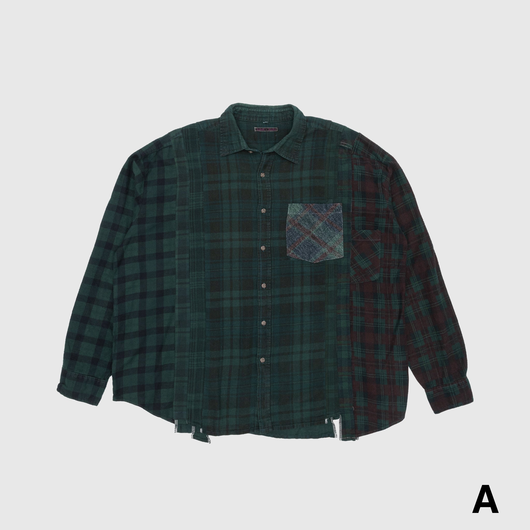 REBUILD BY NEEDLES 7 CUTS OVER DYE WIDE FLANNEL SHIRT