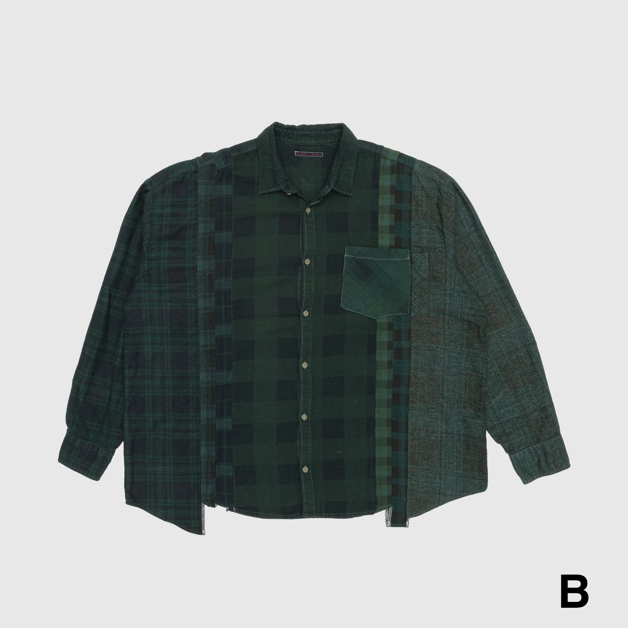 REBUILD BY NEEDLES 7 CUTS OVER DYE WIDE FLANNEL SHIRT