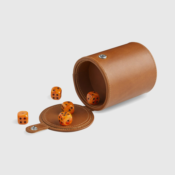 LEATHER DICE CUP WITH DICE