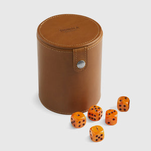 LEATHER DICE CUP WITH DICE