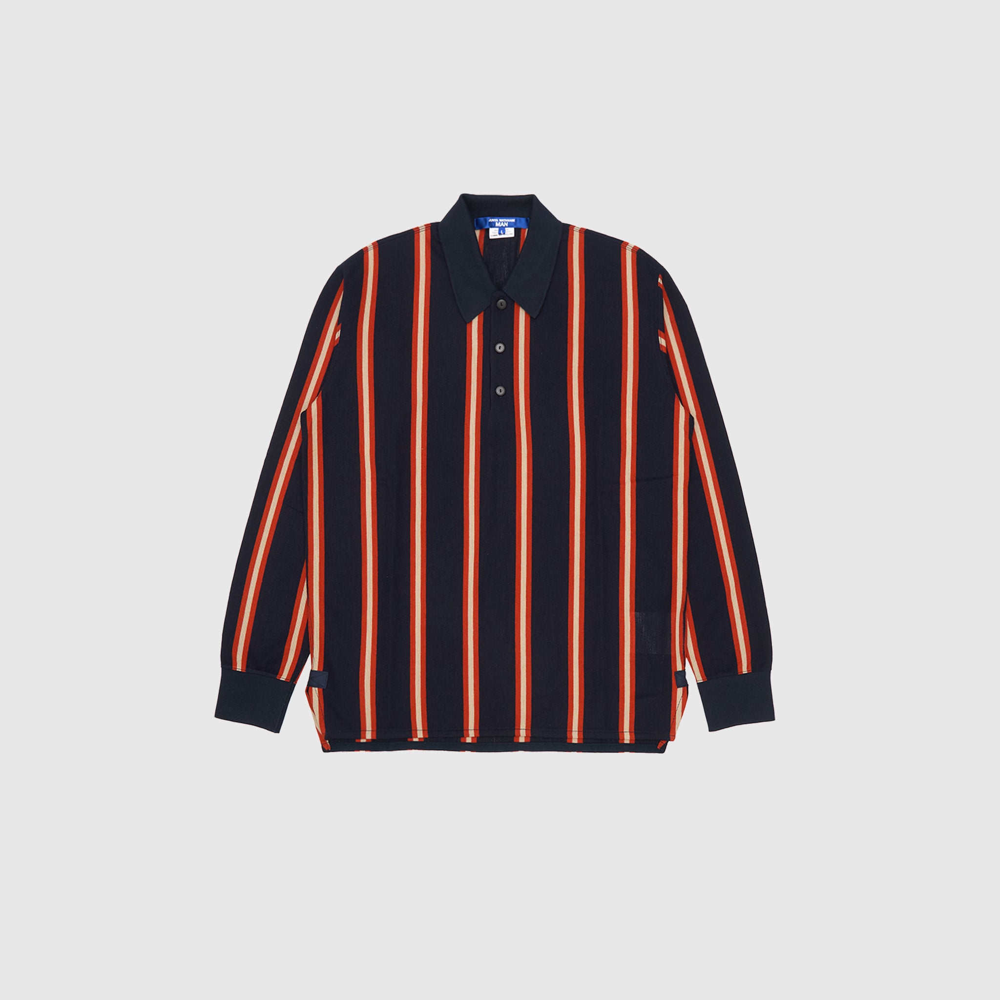 KNIT L/S  STRIPED POLO