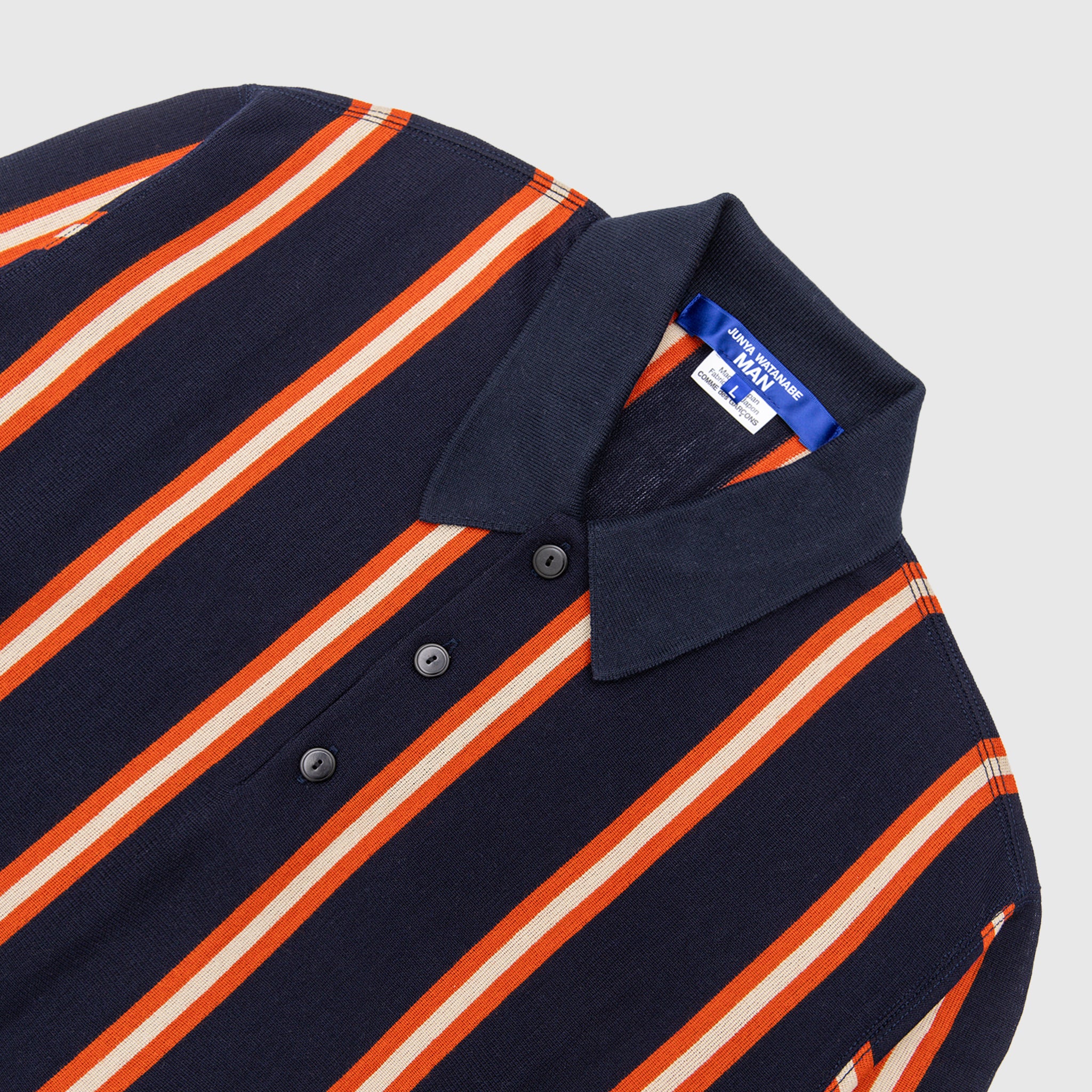 KNIT L/S  STRIPED POLO