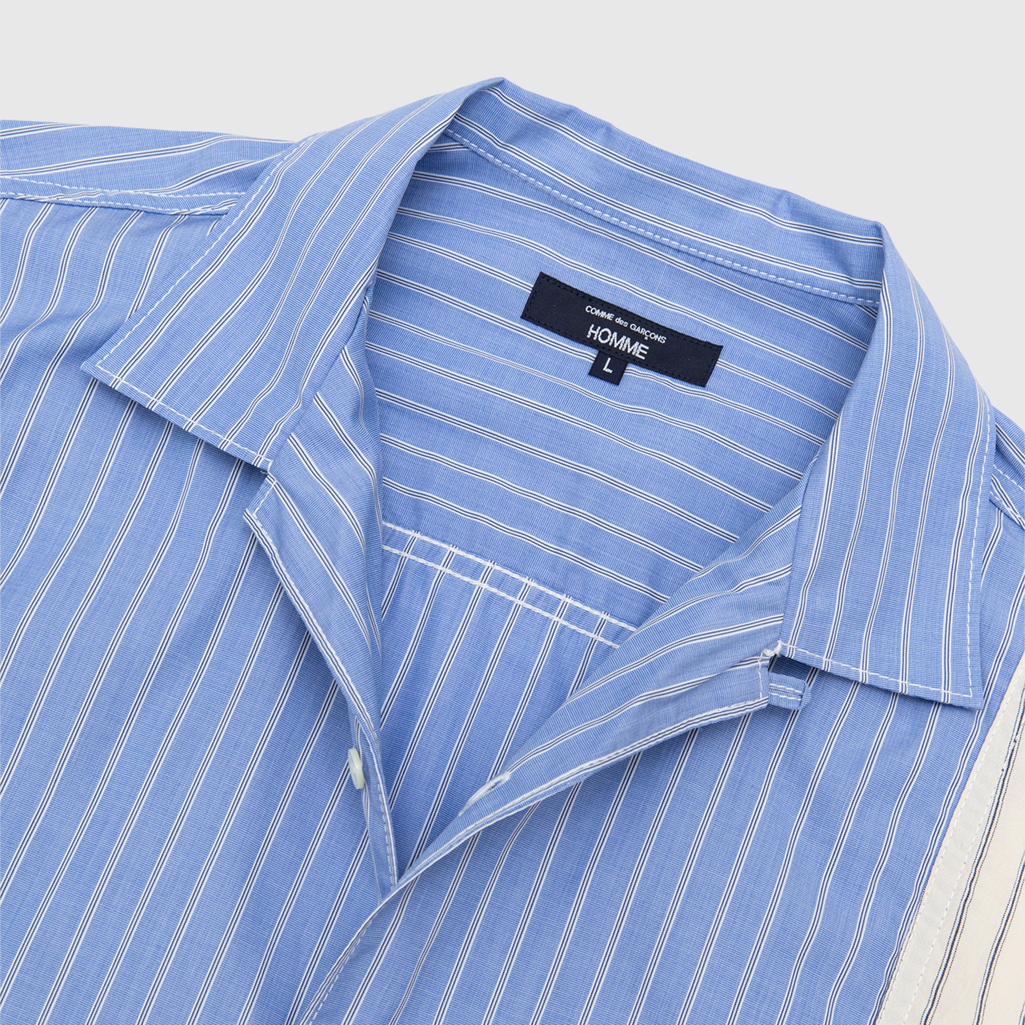 MEN'S COTTON OXFORD/LINEN STRIPED S/S SHIRT
