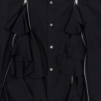 RUFFLED ZIP DETAILED BUTTON-UP SHIRT
