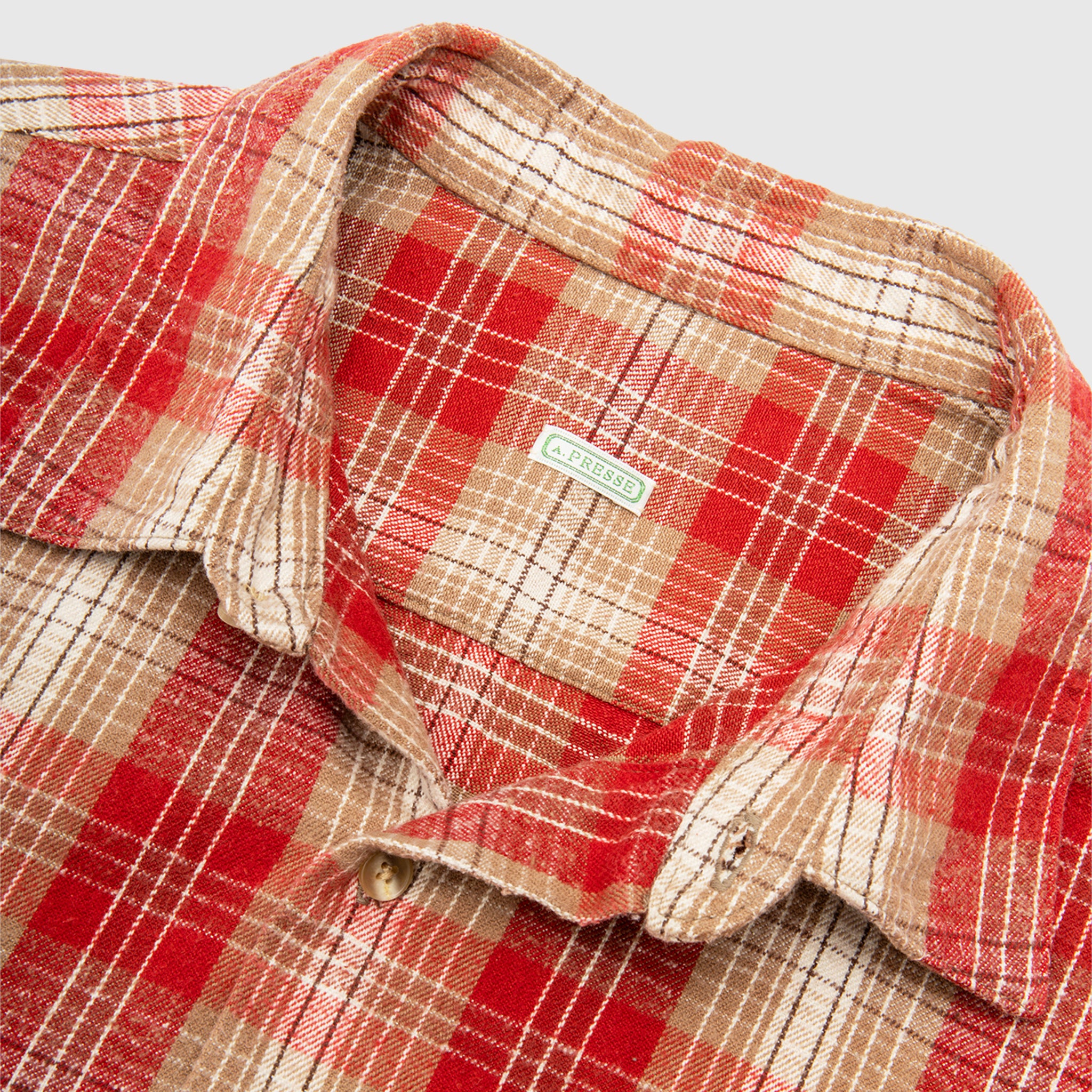 VINTAGE COTTON SILK NEP TWILL CHECK SHIRT