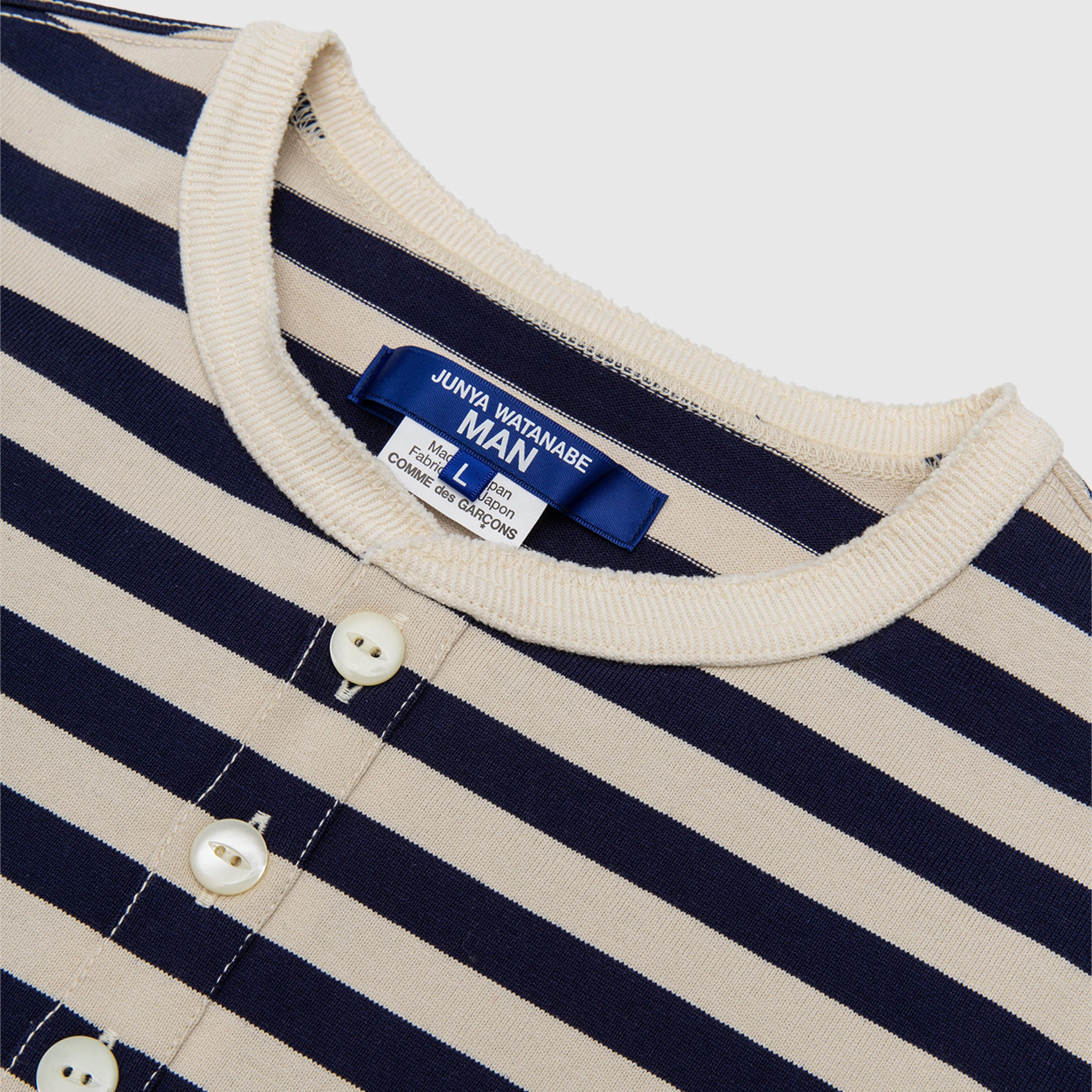 STRIPED L/S HENLEY SHIRT