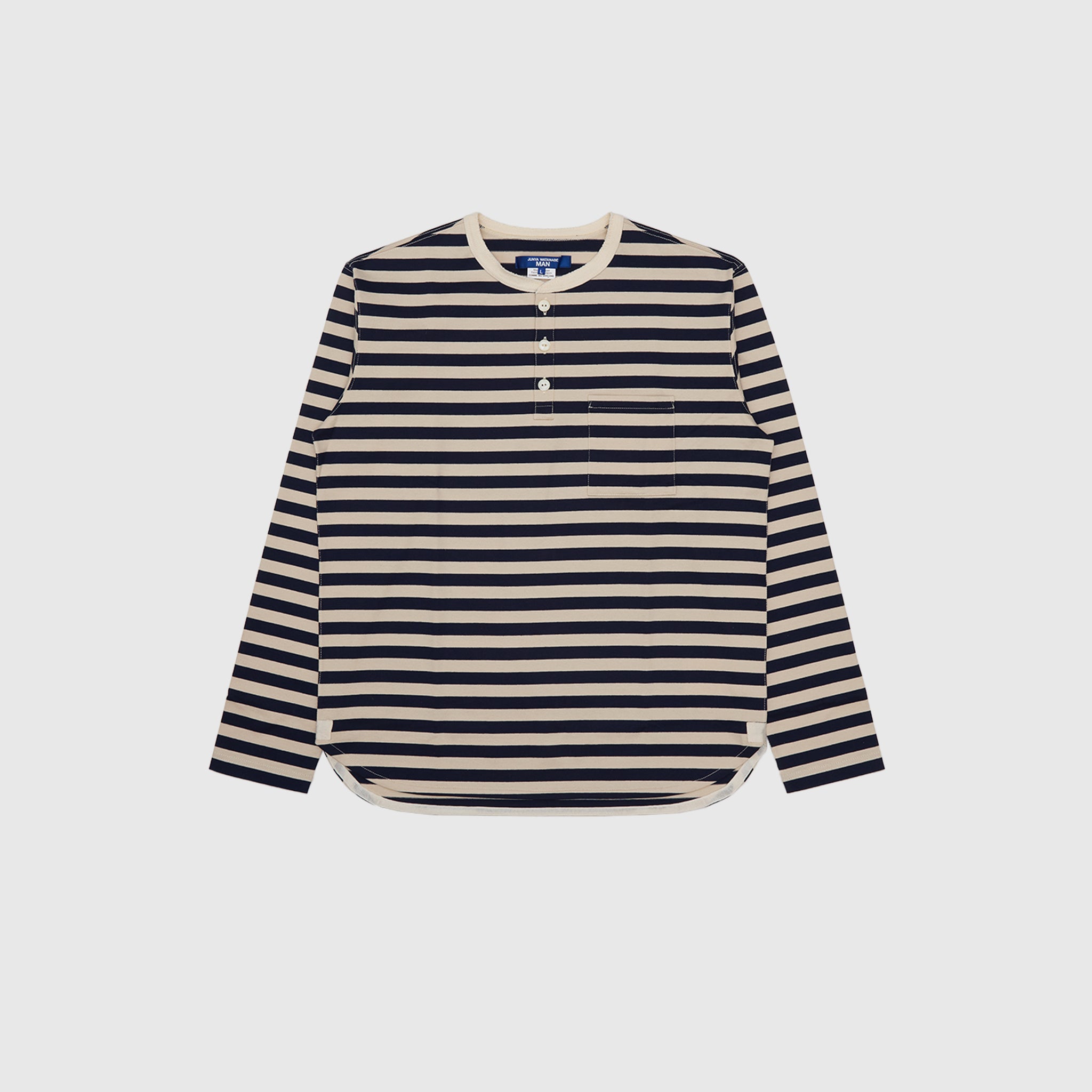 STRIPED L/S HENLEY SHIRT
