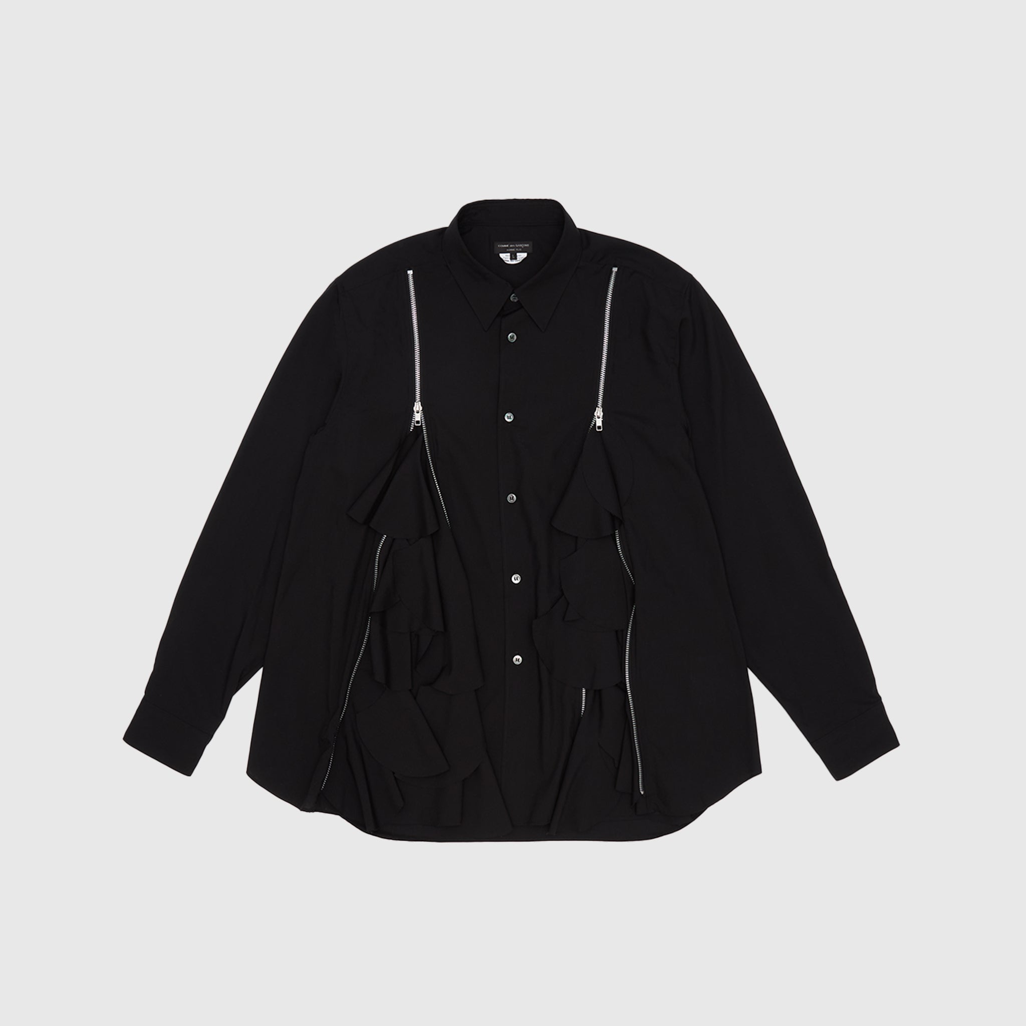 RUFFLED ZIP DETAILED BUTTON-UP SHIRT