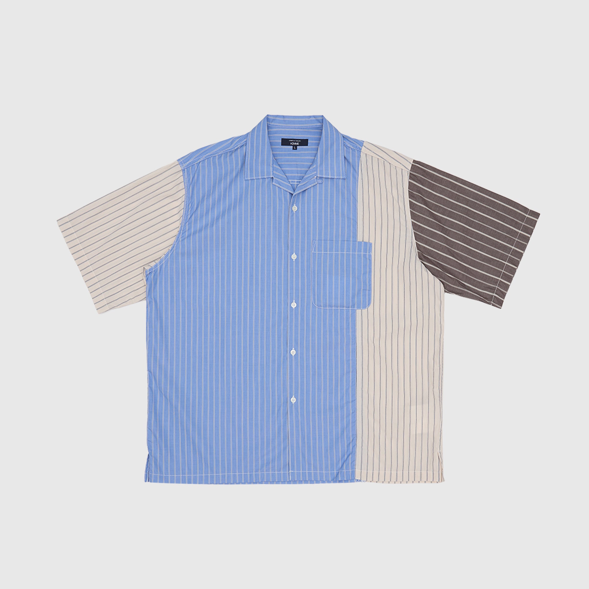 MEN'S COTTON OXFORD/LINEN STRIPED S/S SHIRT