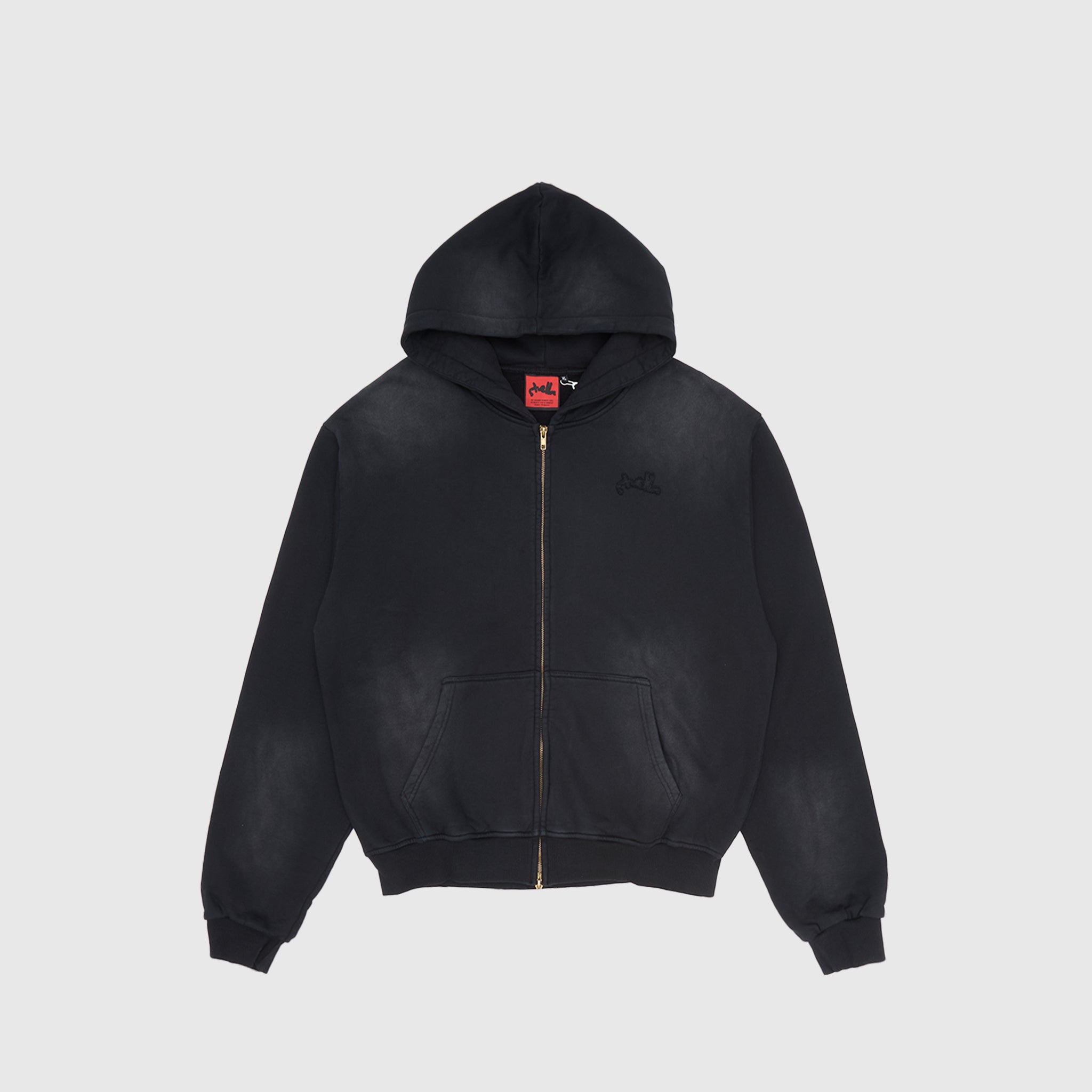 STONE BLACK SUN-FADED VINTAGE ZIP-UP