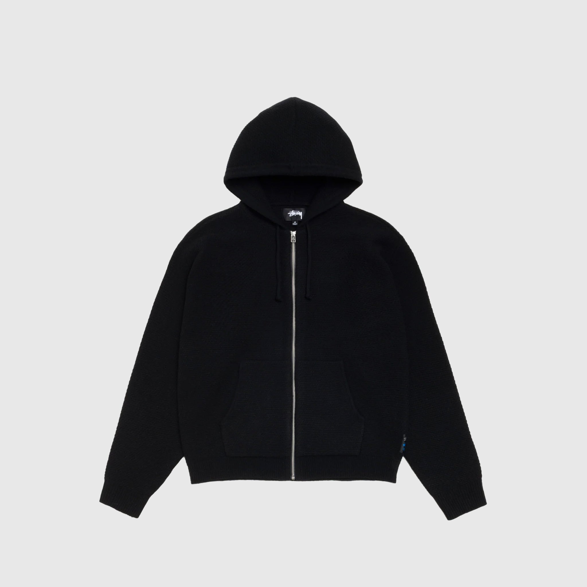 TEXTURED ZIP HOODED SWEATER