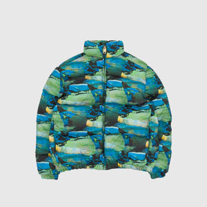 QUILTED GREEN SUNSHINE PUFFER JACKET