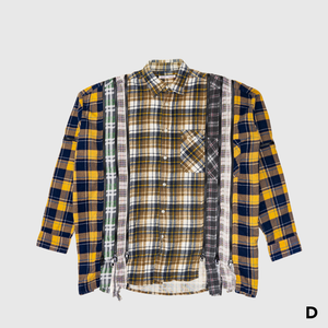REBUILD BY NEEDLES 7 CUTS ZIPPED WIDE FLANNEL SHIRT